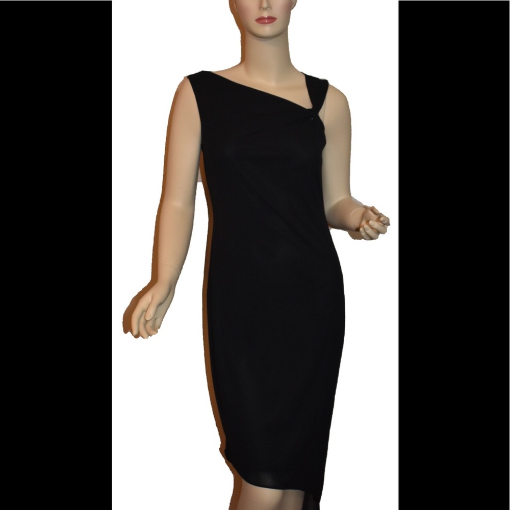 David Meister Twisted Neckline Black Dress.